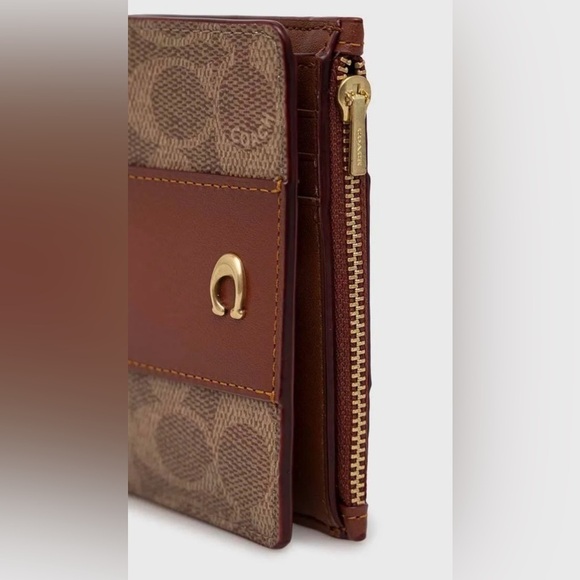 Coach 1941 Signature Logo Bi-Fold Classic Small Wallet Leather AUTHENTIC - Picture 13 of 15